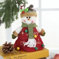 Christmas snowman plush decoration with red dress, plaid hat and green scarf for gift bag - Christmas Tree Shape Snowman Bag