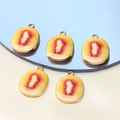 Mini DIY red kiwi slice fruit pendant with gold metal border for jewelry making - Style 17