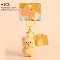 Cartoon apricot bear keychain with bubble nose and yellow metal clip in 6.5cm size - Apricot Small Squeeze Toy