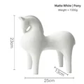 Matte white ceramic horse figurine in abstract Nordic style, 25cm length decoration - Matte White Small Horse 011