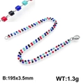 Bracelet bohème avec perles carrées colorées rouge bleu noir et un fermoir mousqueton - Style De Perles Carrées Alternant Rouge Noir Bleu (KB130359-Z)