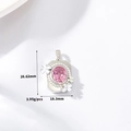 Macro shot showing dimensions of floral silver pendant with pink stone and pearls - Pink Oval Gemstone Floral Style (H-11987) / Silver