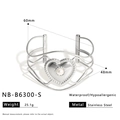 Detailed view of silver heart bangle showing 50mm and 48mm diameter measurements - Heart Pearl Style (NB-B6300-S) / Silver