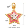 Ciondolo a stella in smalto rosa dorato con un cristallo di zircone bianco centrale - Stella-Rosa