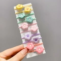 Set of 10 colorful flower hair ties for children in vibrant macaroon colors - Colorful Flower 10Pcs Set