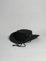 Detail of outdoor sun hat featuring metal ventilation eyelets and adjustable chin strap - One Size / Black