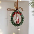 Green glitter Christmas wreath with Santa Claus pendant, size dimensions 8x6.5cm - Santa Wreath