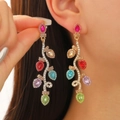 Elegant drop earrings with colorful Christmas light rhinestones in high-quality alloy - Christmas Light String Dangle Style (8154)