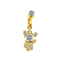 Détail d'un piercing de nombril ours en plaqué or orné de zircons blancs brillants - Forme Ours Doré (FBR3102887)