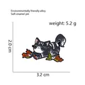 Cat with autumn maple leaves enamel pin made of eco-friendly alloy, 3.2cm x 2.0cm - B&W Cat with Maple Leaves