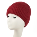 Gorro de punto trenzado para mujer con forro térmico grueso en color rojo oscuro - L(58-60cm) / Rojo