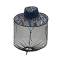 Outdoor mosquito protection hat in blue digital camouflage print with black face mesh - M (56-58cm) / Blue Grey Camouflage
