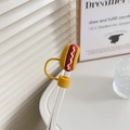 Hot dog shaped silicone straw cover cap in red and yellow for reusable glass straws - Sausage / 10mm-Individual Package