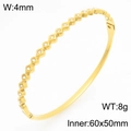 Elegante bracciale rigido in acciaio al titanio placcato oro con fila di strass - Stile Gipsofila (KB211049-KSZ)