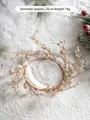 Christmas wreath decoration with gold wire and crystal beads in a snowy scene setting - 25cm / Large Champagne Gold Ring