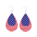 Independence Day teardrop earrings with American flag pattern in blue red and white - Leather Star and Stripes-Red White Blue Star and Stripes Teardrop Leather Earrings