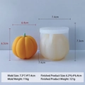 3D pumpkin silicone mold with dimensions 7.3x7.4cm for DIY candles and baking - Pumpkin Mold J-0500