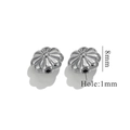 Two 8mm silver pumpkin shaped stainless steel spacer beads with 1mm hole for DIY jewelry - No.102 (8mm) / Steel