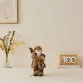 Stehende Weihnachtsmann Puppe im braunen Pelzmantel mit Laterne und Holz Kalender Dekoration - 30cm