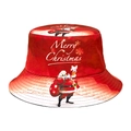Red reversible Christmas fisherman hat featuring Santa Claus and Merry Christmas print - M (56-58cm) / Red Christmas