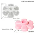 Detailed view of flower silicone mold and pink candle holder resin storage tray with measurements - Flower Candle Holder Mold