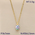 Collier avec pendentif fruit du dragon violet, chaîne dorée et détails émaillés - Style Pitaya Violet (KN292116-Z)