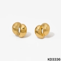 Minimalistische zweifarbige 316 Edelstahl Ohrstecker mit Wellenstruktur und Gold-Finish - Gold Gebürstet Poliert Spleißen Stil (KD3336)