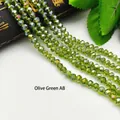 Faceted olive green AB crystal glass beads for DIY jewelry and garment making - Olive Green AB Color / 2# Flat Bead