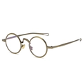 Occhiali da sole rotondi punk in metallo bronzo retrò con punte delle aste traforate - Montatura Bronzo Anti-Luce Blu C2