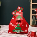 Rote gestrickte Weihnachts-Apfeltasche mit grünem Baummuster und Merry Christmas Tag - Rote Weihnachtsbaum Stricktasche mit Ansteckkarte (Klein)