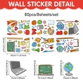 80-piece school theme wall sticker set with rainbows, globes and laptops for kids - Campus Supplies Learning (UV24Y11809T_T)