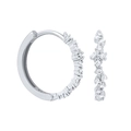 Orecchini a cerchio S925 in argento sterling con zirconi irregolari e cristalli lucidi - Rame Placcato Platino + 925 Sterling Silver Earring Post + Zirconia / Oro Bianco