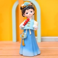 Cute traditional Chinese girl figurine in blue hanfu holding candied haws snack - B143 Sugar-coated Haws - Large