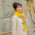 Thick bright yellow tassel scarf in soft cashmere style for winter season styling - Light Yellow