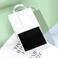 White drawer jewelry box with white silk handle and black velvet insert for rings - 9x9x3.5cm / White
