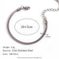 Minimalist 316L stainless steel S-chain anklet with silver finish and 20+5cm length - 3mm Foxtail Chain Anklet - Steel Color