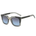 Retro square oversized sunglasses with translucent grey frames and blue gradient lenses - Black Grey Frame Grey Blue Lens