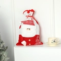 Sacchetto regalo di Natale in maglia con design Babbo Natale e cordoncino rosso - Babbo Natale