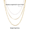 Gold 18K layered necklace with white faux pearls and trendy paperclip chain links - Gold