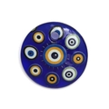 Dunkelblauer 30mm Evil Eye Glasanhänger mit Mustern und einem zentralen Loch - Stil 03