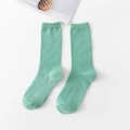Vibrant green ribbed crew socks for women made of soft cotton for daily comfort - 178 Green