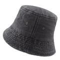 Short brim bucket hat in dark grey washed cotton fabric with metal eyelets - Dark Gray