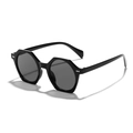 Retro black octagonal sunglasses with dark grey lenses in a minimalist ins style - Black Frame Grey Lens