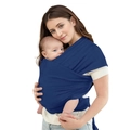 Ergonomic infant wrap carrier in deep blue soft fabric for newborn front carrying - Dark Blue