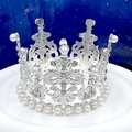 Corona da principessa argento con perle e strass su sfondo stellato onirico - Lega Rotondo Argento Piccolo