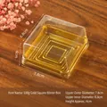 Caja cuadrada dorada de 100g para pasteles de luna con tapa de plástico transparente - 100g Cuadrado / Dorado