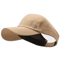 Khaki sun visor hat with P letter embroidery and adjustable strap for women - Deep Beige