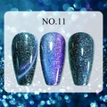 Macro detail of cat eye nail polish swatches in deep blue and purple with glitter - Dreamy Quicksand Cat Eye Gel 11