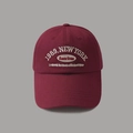 Retro burgundy cotton baseball cap with 1989 New York embroidery and white lettering - M / Burgundy
