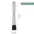 Stainless steel 25cm cocktail muddler with thick waist handle and black crushing head - 25cm Thick Waist - Hot-selling Item With Direct Price Reduction
